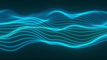 Wavy abstract blue neon lines video