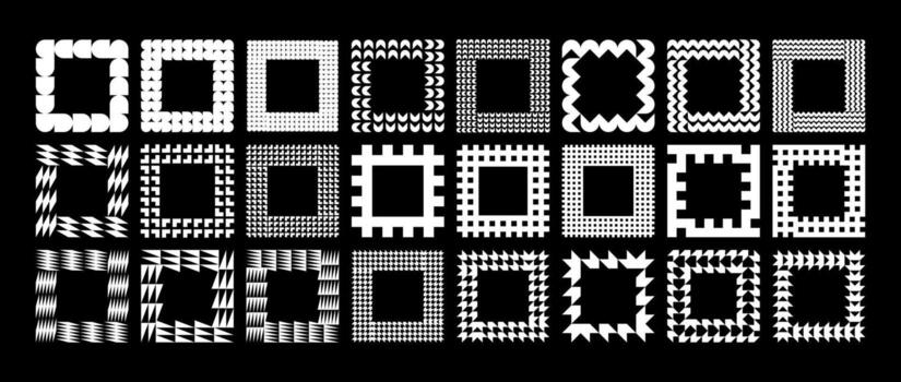Geometric memphis abstract square border design set vector