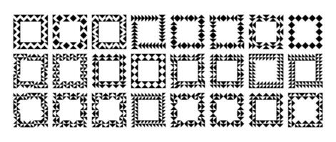 Flat memphis triangle square border design set vector