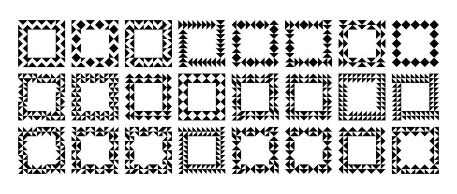 Flat memphis triangle square border design set