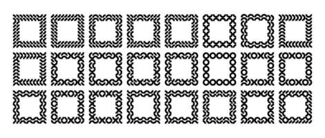 Geometric circle memphis abstract square border set vector