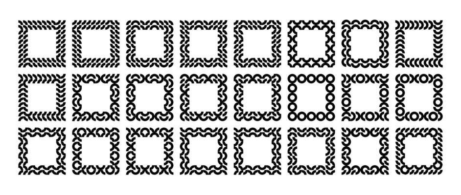 Geometric circle memphis abstract square border set