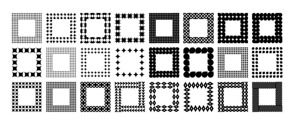 Memphis abstract shape square border design set