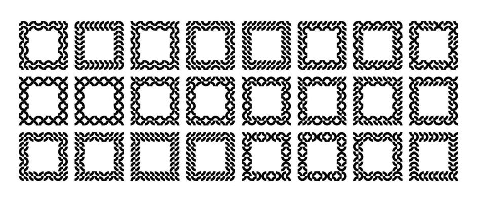 Minimalist line curve round abstract square border set