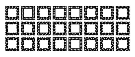 Flat curve round circle abstract square border design set vector