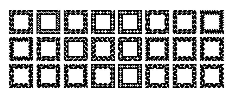 Flat curve round circle abstract square border design set