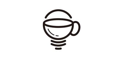 logo design combination of coffee and lamp, cup, solution, electricity, logo design icon, symbol, , creative, idea. vector