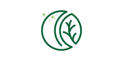 logo design leaf moon, light, star, nature, organic. logo design icon, , symbol, creative, idea. vector
