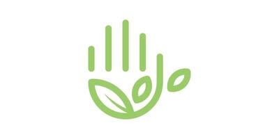 logo design of hands and leaves, ecology, hello, health, care,. logo design icon, symbol, , creative idea. vector