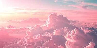 Romantic pink sky background. Clouds soft on sunset. Abstract background. Textured background, clouds, clouds, children's wallpaper. Prints, wallpapers, posters, cards. High quality photo