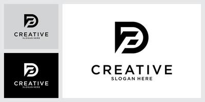 FD or DF initial letter logo design vector