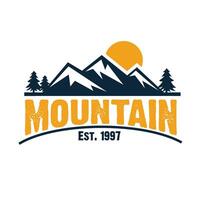 mountain sunset logo template design vector