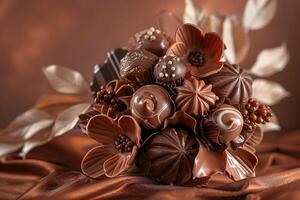 Various of Flower Chocolate Candy Bouquet Gift photo