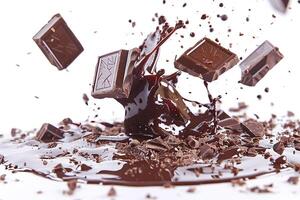 Melted Chocolate Bar on Isolated Background photo