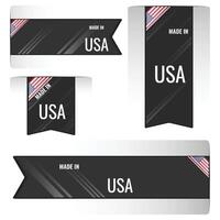 Set of Made in USA labels, signs. Modern United States made in stamp vector