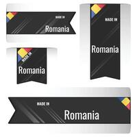 Set of Made in Romania labels, signs. Modern Romania made in stamp vector