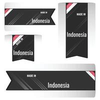 Set of Made in Indonesia labels, signs. Modern Indonesia made in stamp vector