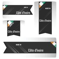 Set of Made in Cote d'ivoire labels, signs. Modern Cote d'ivoire made in stamp vector