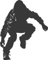 Silhouette thief in action full body black color only vector