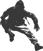 Silhouette thief in action full body black color only vector