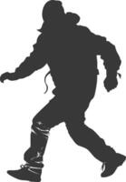 Silhouette thief in action full body black color only vector