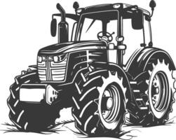 Silhouette tractor heavy equipment black color only vector