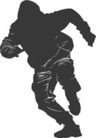 Silhouette thief in action full body black color only vector