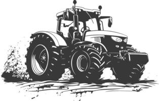 Silhouette tractor heavy equipment black color only vector