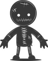 Silhouette voodoo doll black color only vector