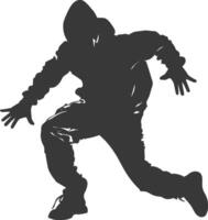 Silhouette thief in action full body black color only vector