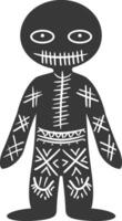 Silhouette voodoo doll black color only vector