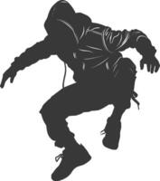 Silhouette thief in action full body black color only vector