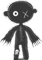 Silhouette voodoo doll black color only vector