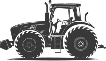 Silhouette tractor heavy equipment black color only vector