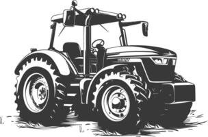 Silhouette tractor heavy equipment black color only vector