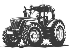 Silhouette tractor heavy equipment black color only vector