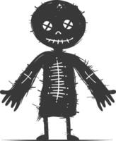 Silhouette voodoo doll black color only vector