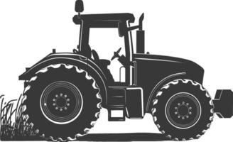 Silhouette tractor heavy equipment black color only vector