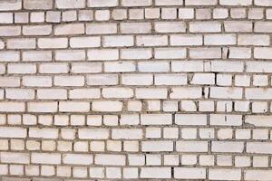 Old brick white color wall background. Light stone texture photo