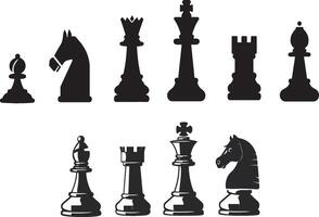 Classic Chess Pieces Depicted in Elegant and Timeless Black and White Silhouettes vector