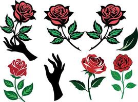 rose flowers silhouettes isolated on white background, best used for pattern of fabric vector