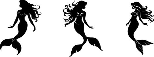 Mesmerizing Mermaid Silhouettes, Elegant Design for Ocean and Fantasy Themed Projects vector