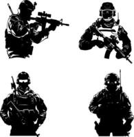 Special Forces Silhouettes, The Unsung Heroes of Tactical Missions vector