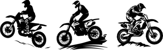 Motorcross Riders Performing Stunts and Jumps on Motorbikes vector