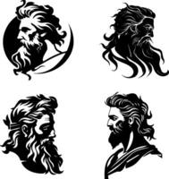 Zeus siluetas, el poderoso y majestuoso Dios de trueno vector