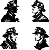 valiente bomberos silueta, honrando el valor y Dedicación de primero respondedores vector