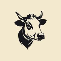 stylized cow portrait facing right vector