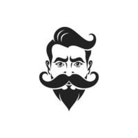 logo of the handyman shaving off his long mustache and beard vector