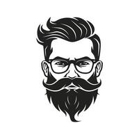 the barber facing forward with his long mustache and beard vector