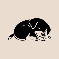 un linda perro dormido en un negro antecedentes vector
